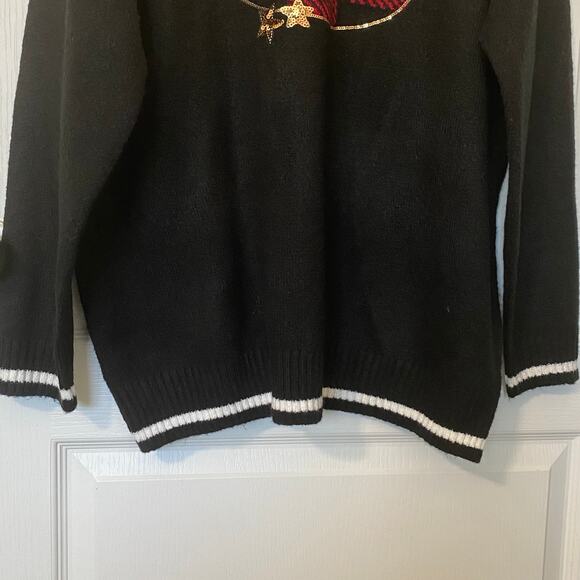 Torrid NWT Wms 1X Black Star Lips Crewneck Pullover Sweater Sequins Novelty - Picture 7 of 10